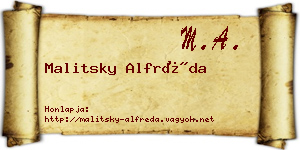 Malitsky Alfréda névjegykártya